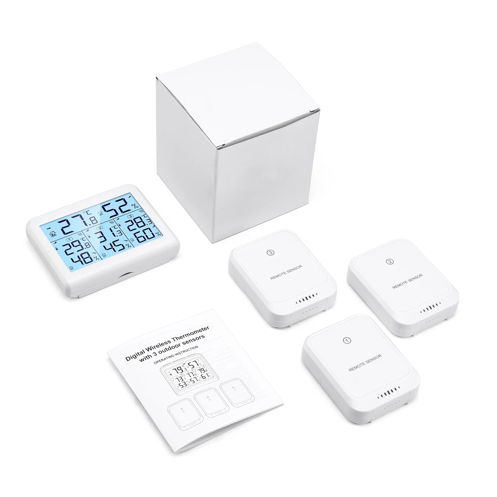 Бездротовий термометр/гігрометр ORIA, монітор температури та вологості з 3 зовнішніми датчиками, фото №10 Бездротовий термометр/гігрометр ORIA, монітор температури та вологості з 3 зовнішніми датчиками, фото №10