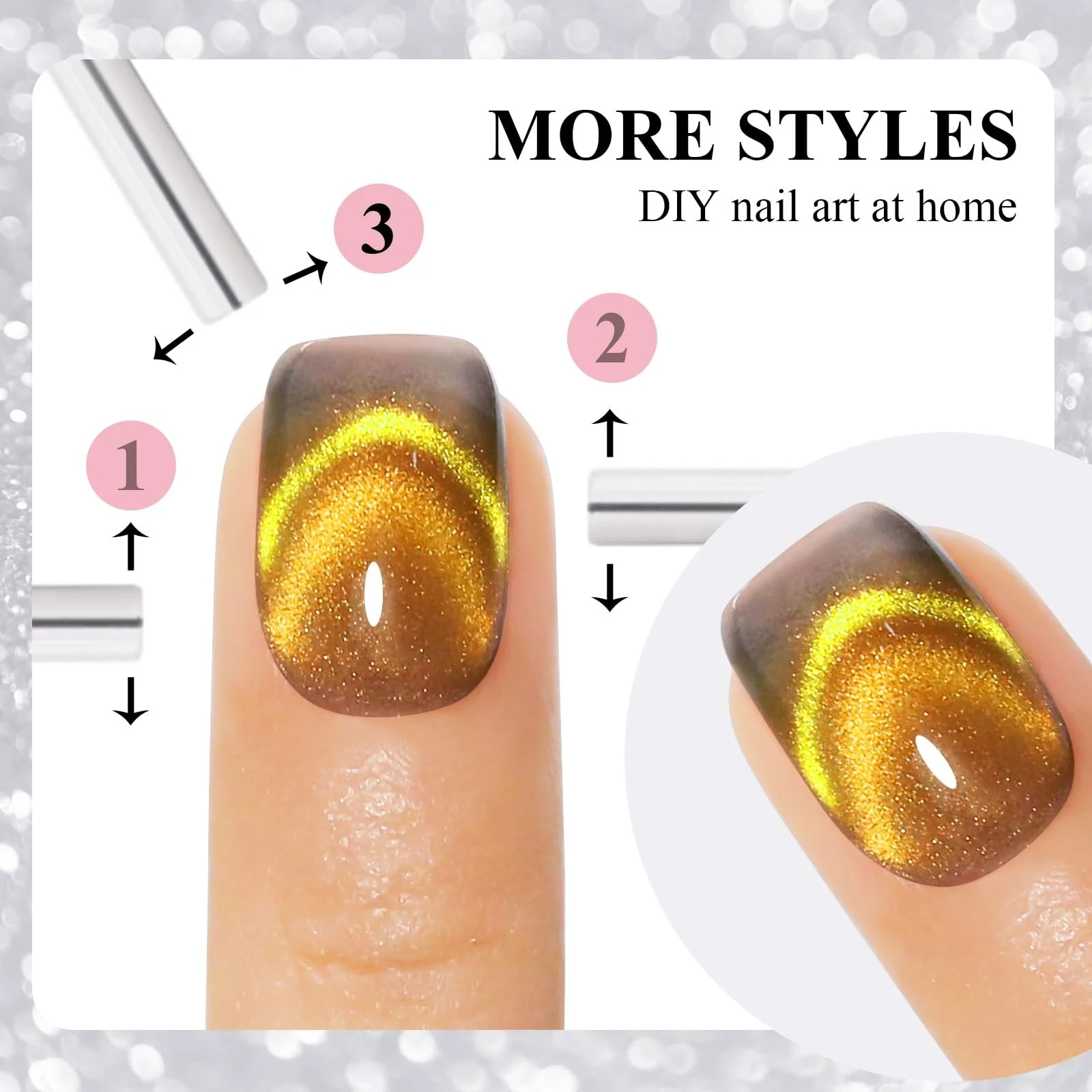 Гель-лак Imtiti Cat Eyes 9D Золотий, 15 мл, фото №4