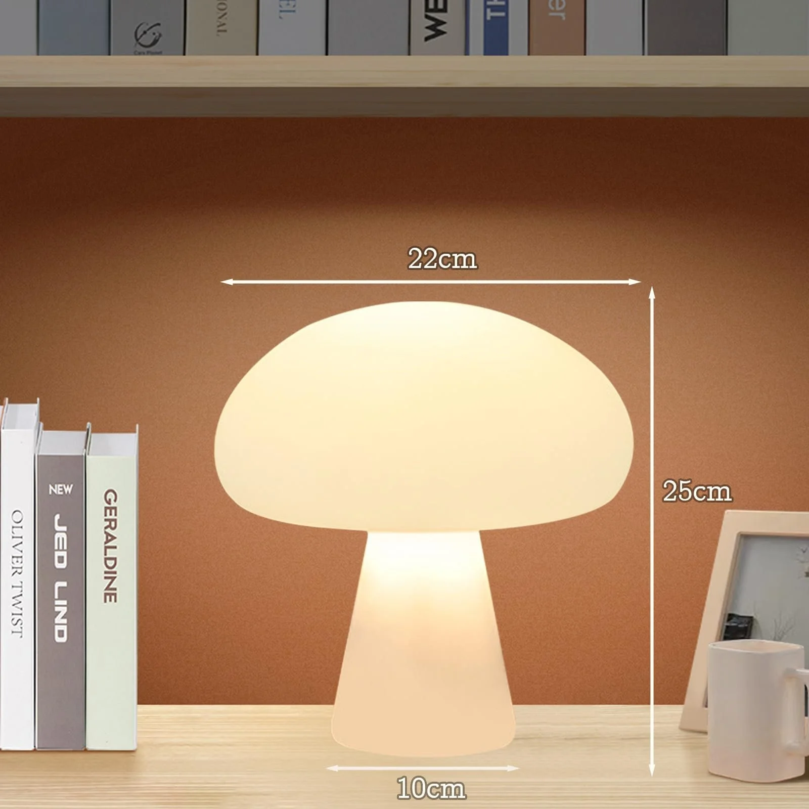 Настільна лампа Гриб Бездротова Сенсорна 3 кольори 25 см Біла, фото №7