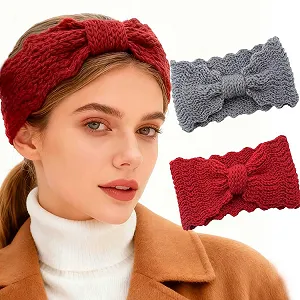 Купить Вязаная зимняя повязка на голову с бантом, аксессуар для волос. - Фото 1 Вязаная зимняя повязка на голову с бантом, аксессуар для волос. - Фото 1