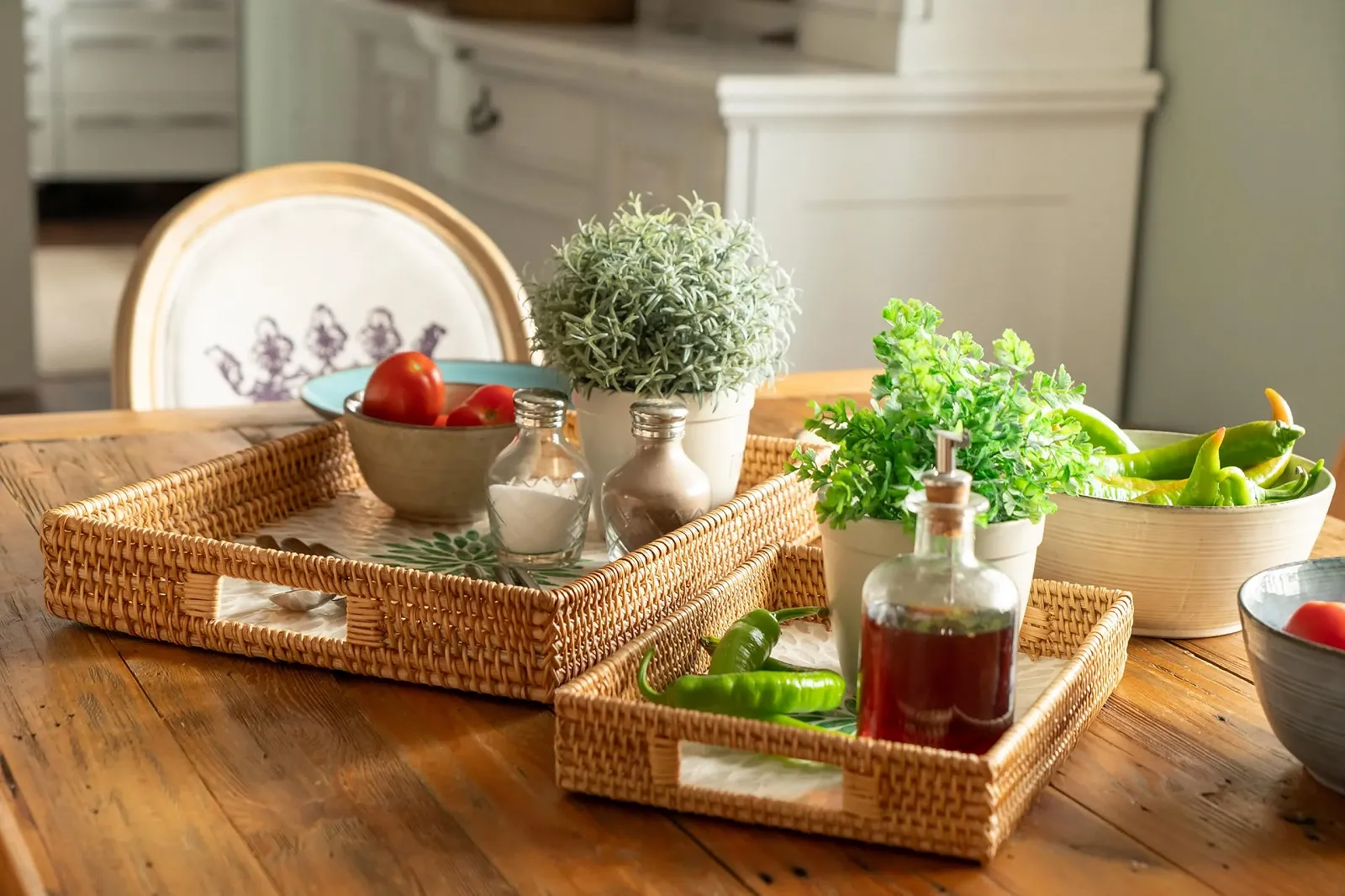 Піднос Decorasian Вінтажний ротанговий з мозаїкою з мушель, фото №5 Піднос Decorasian Вінтажний ротанговий з мозаїкою з мушель, фото №5