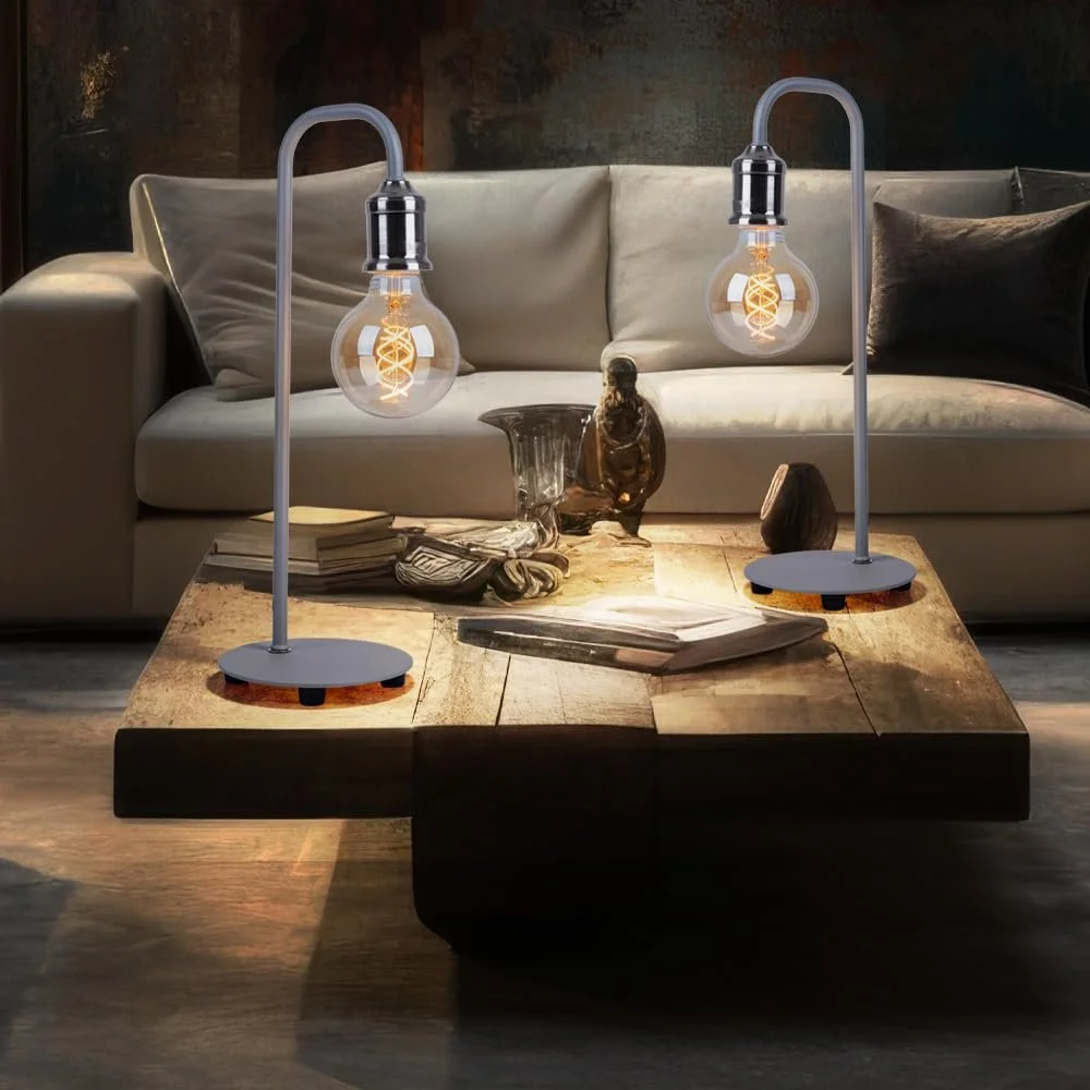 Настольная лампа Globo Retro 1x E14 15 x 43.8 см Серая, фото №2