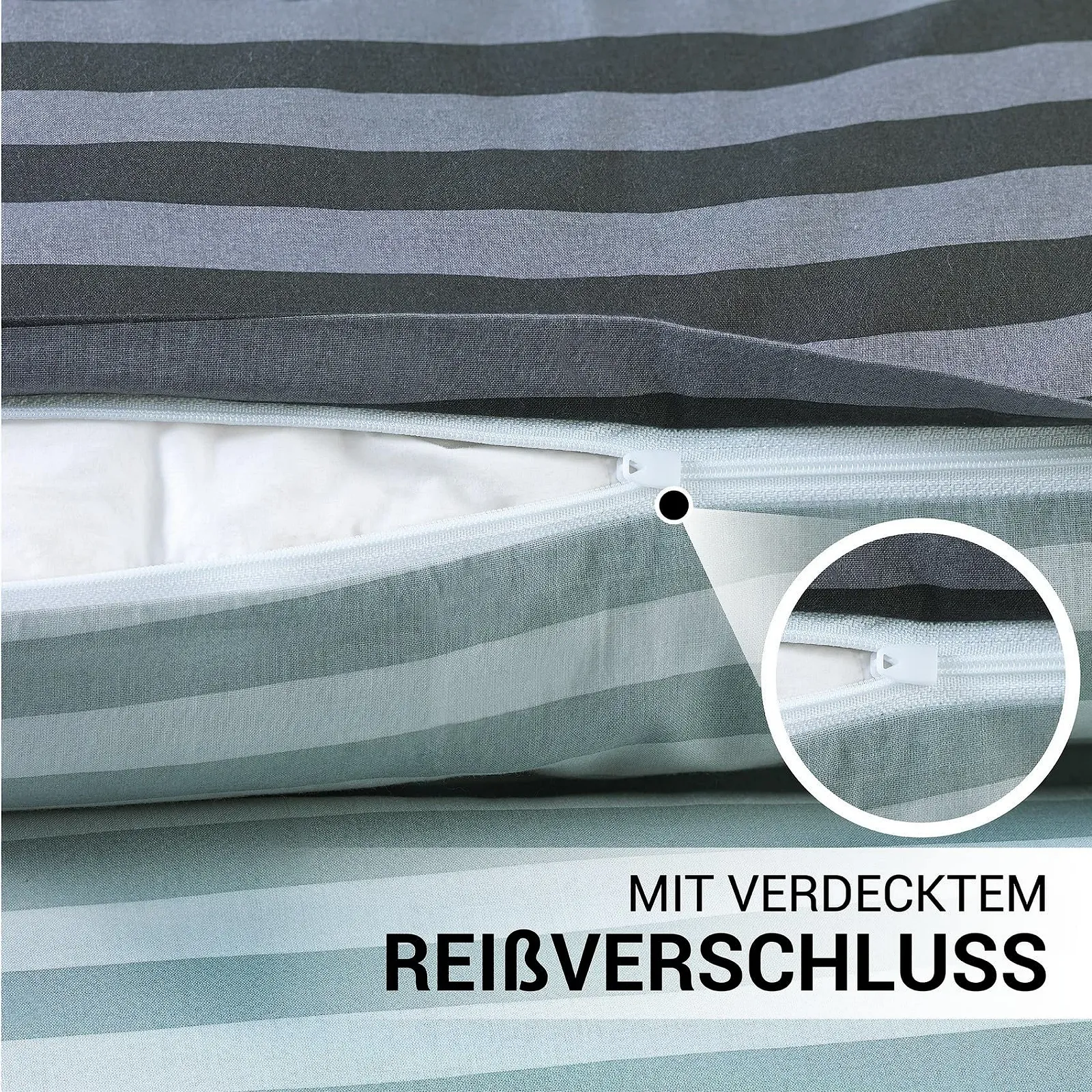 Постельное белье MALIKA Хлопок 2 предмета Полосатое Реверсивное 135 x 200 см + 80 x 80 см Renforcé Серое, фото №5