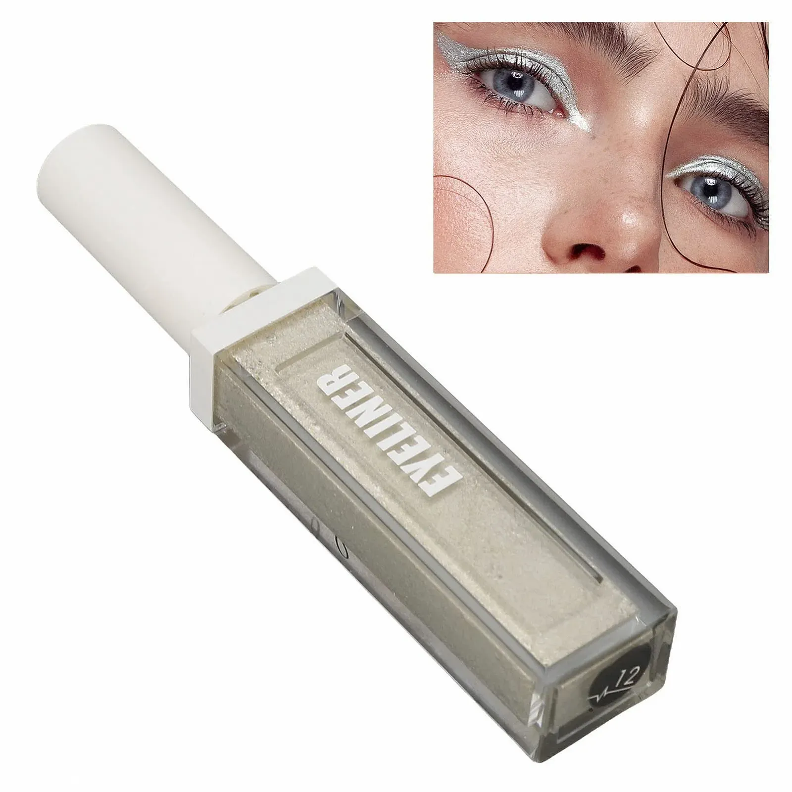 Рідка Підводка для Очей Швидковисихаюча 3 г М'яка Головка-пензлик Водостійка Стійка до вицвітання Металічна для вечірки, фото №3