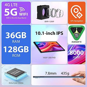Планшет 10.1" Full HD PIXPEAK T28 12+24/128Gb 4G 2-SIM 8 ядер Android 14 8000 mAh Блакитний synthetic.ua - Фото 1