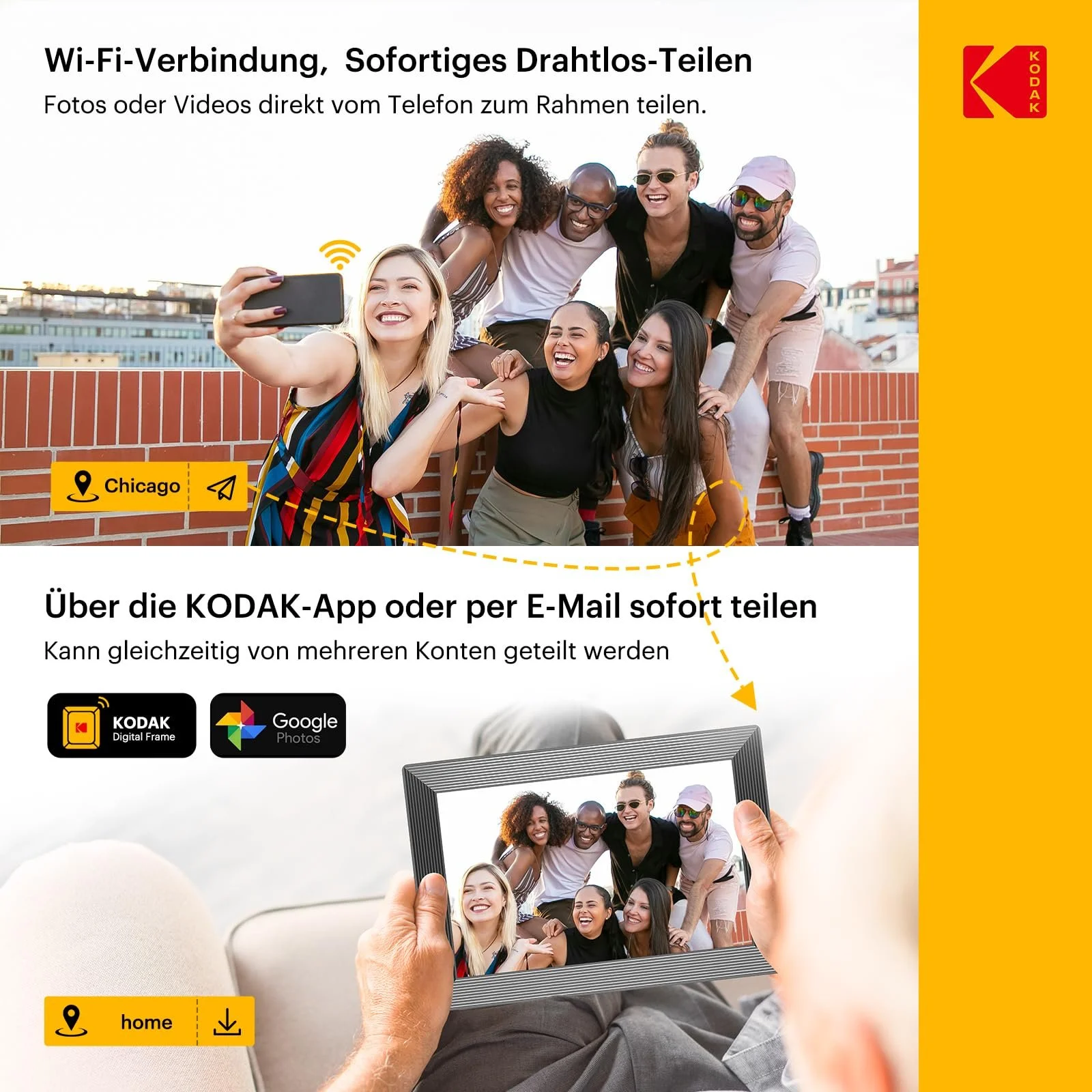 Цифровая фоторамка Kodak 10.1 дюйма HD IPS WiFi 32 GB, фото №6
