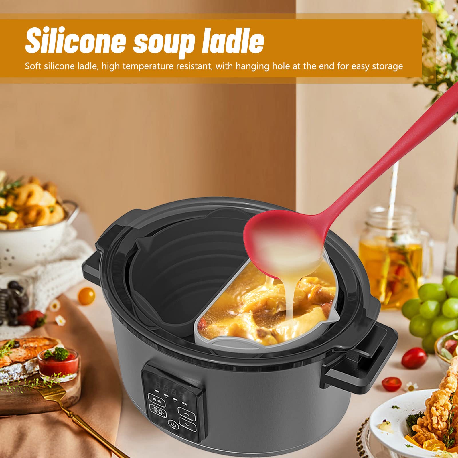 Розділювач Slow Cooker 6-кварта багаторазовий герметичний розділювач з силікону, фото №3