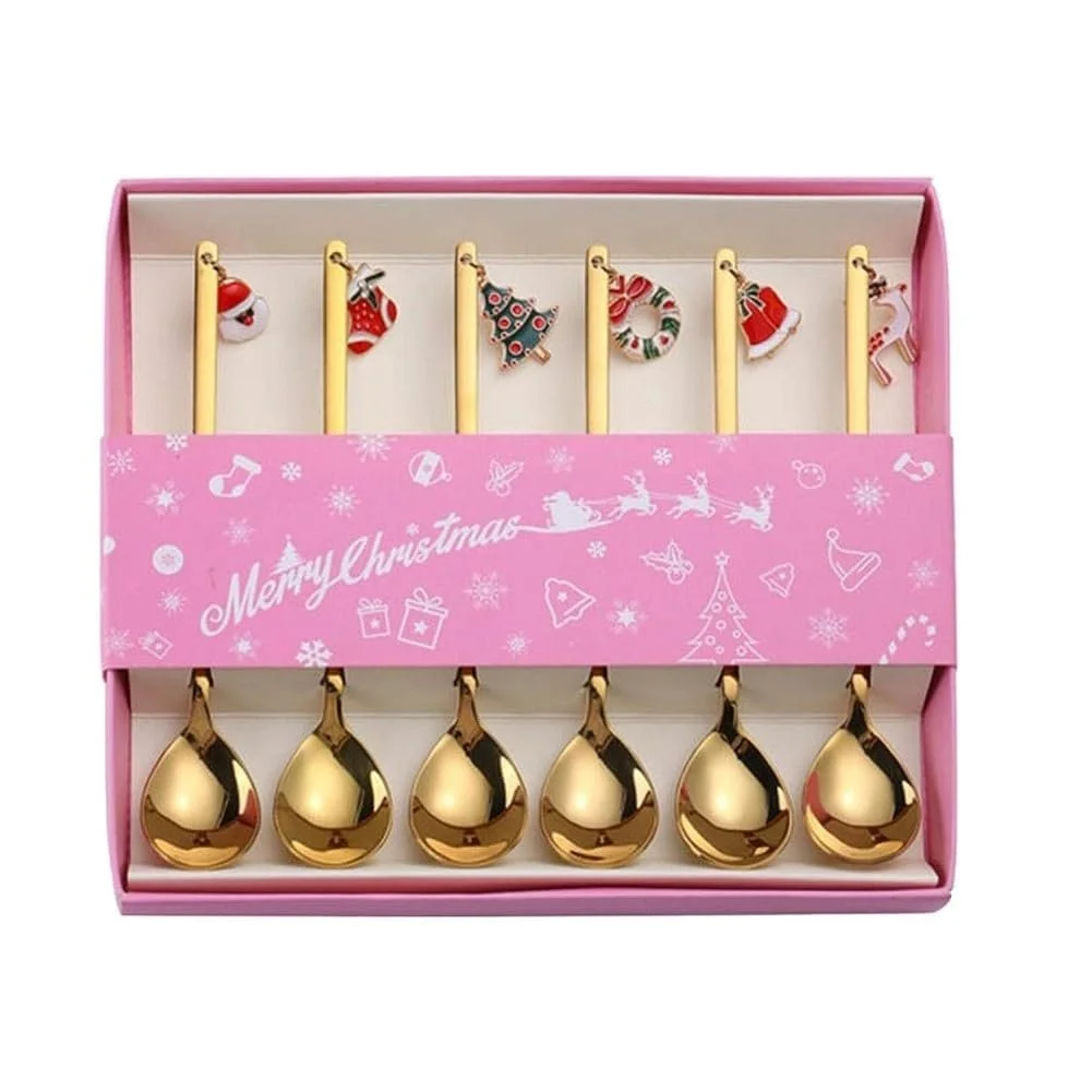 Набір з 6 різдвяних ложок, кавові з нержавіючої сталі, фото №6 Набір з 6 різдвяних ложок, кавові з нержавіючої сталі, фото №6