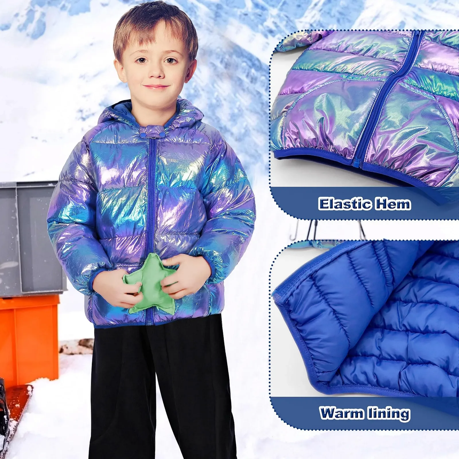 Зимова куртка JinBei для хлопчиків і дівчаток, стьобана, фото №4