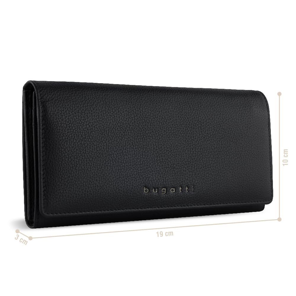 Гаманець Жіночий bugatti Mira Шкіряний Довгий RFID захист, чорний, M, фото №2