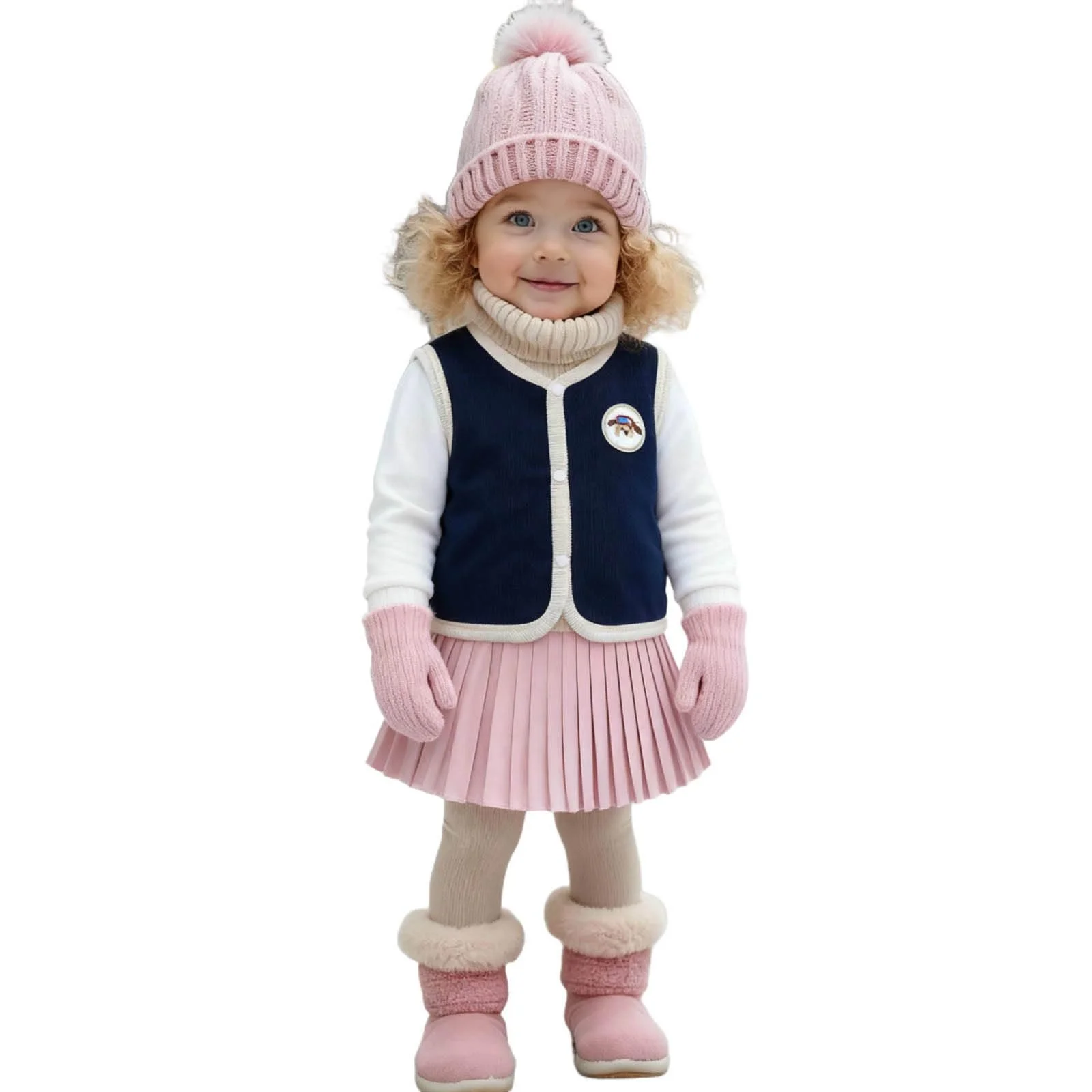 Жилет SYDUZAX Детский Унисекс Мягкий Хлопковый Вязаный с V-образным Вырезом Детский Жилет для Девочек Теплый Жилет на Осень и Зиму Легкий Безрукавный Детский Жилет Теплый Переходной Жилет на Пуговицах, фото №1