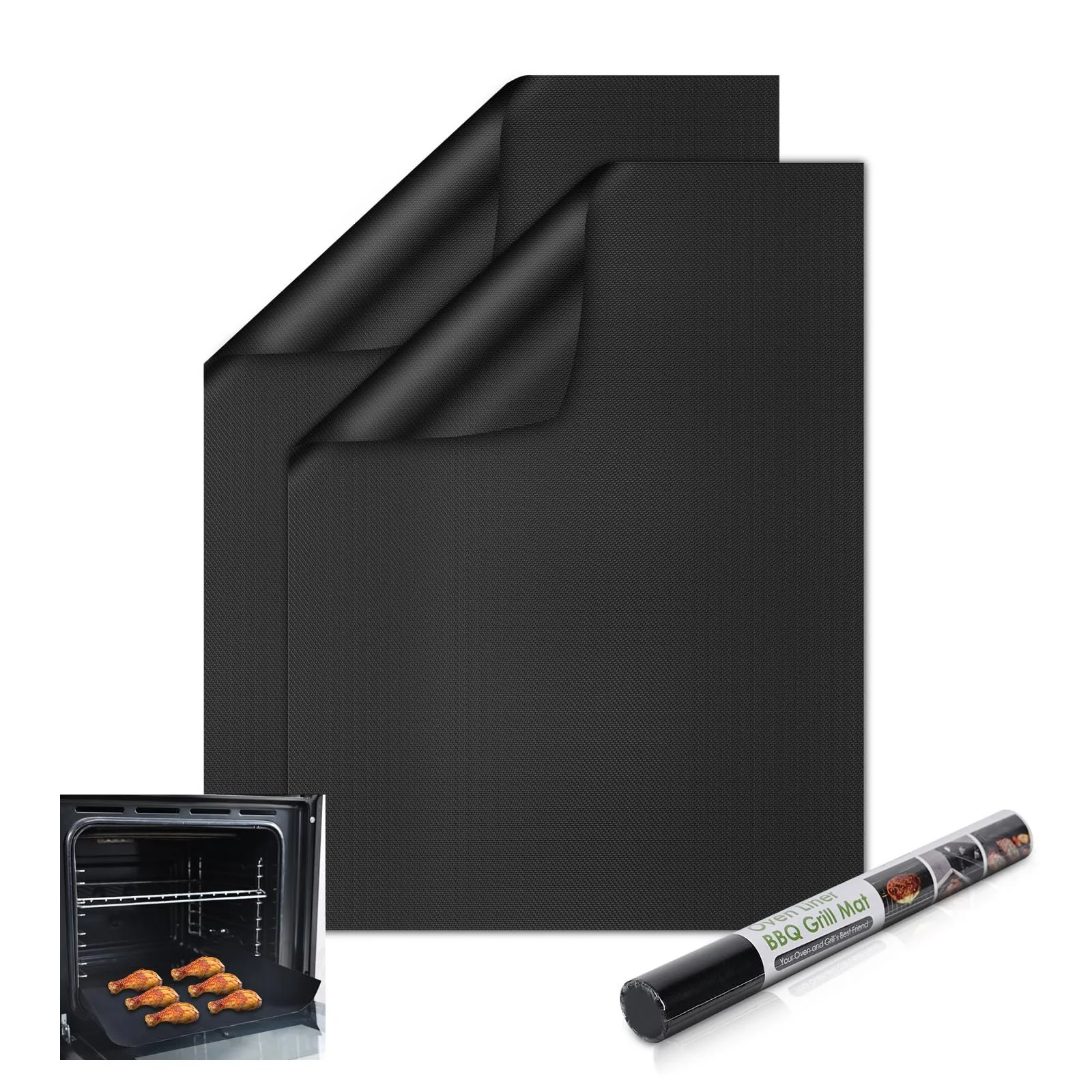Килимок для духової шафи KitchenRaku Universal Teflon Oven Cooker Mat 32 x 50 см антипригарний Чорний 2 шт., фото №1 Килимок для духової шафи KitchenRaku Universal Teflon Oven Cooker Mat 32 x 50 см антипригарний Чорний 2 шт., фото №1