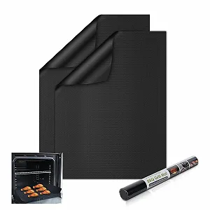 Килимок для духової шафи KitchenRaku Universal Teflon Oven Cooker Mat 32 x 50 см антипригарний Чорний 2 шт. - Фото 1