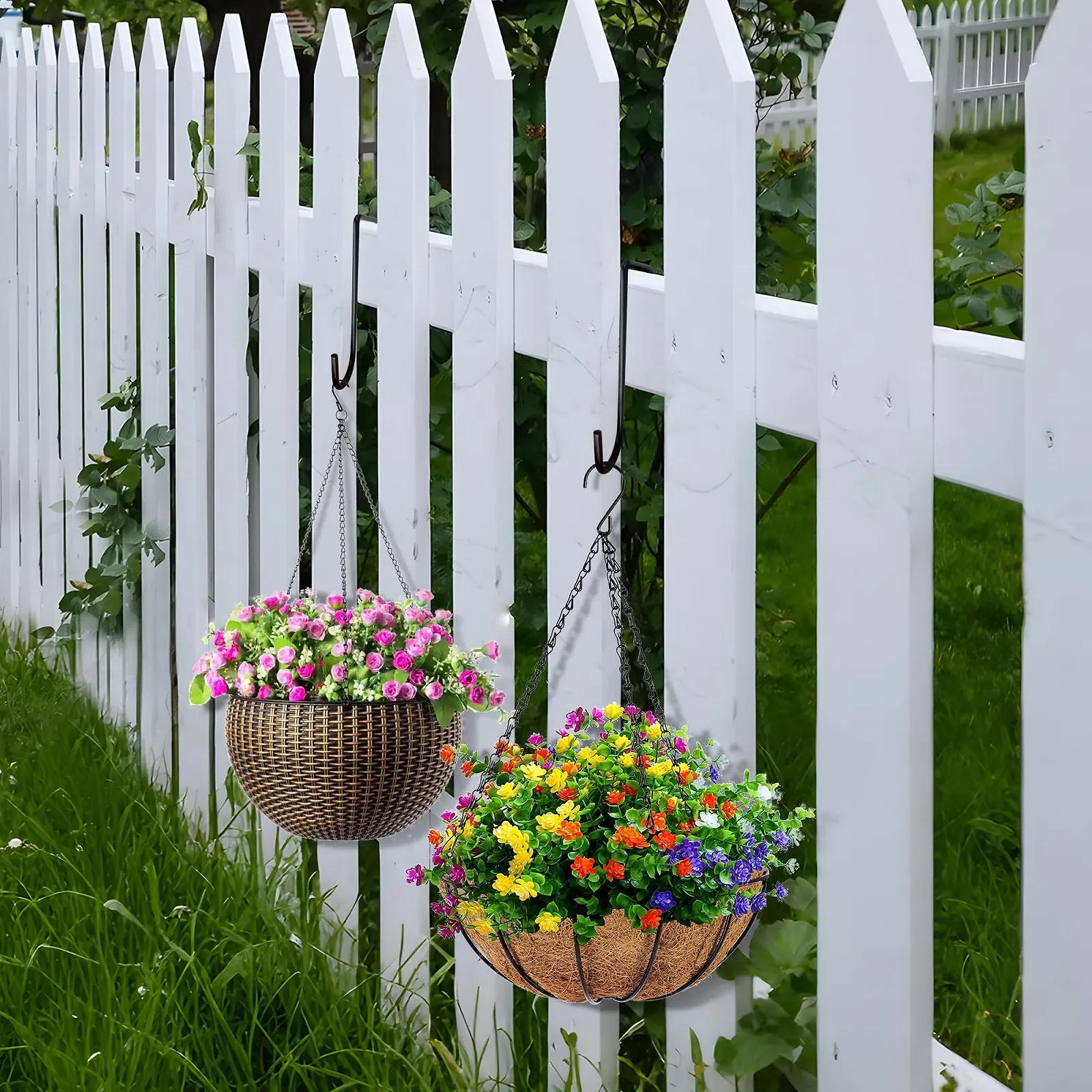 Гачки для підвішування S-подібні 2 шт. Металеві для огорожі, патіо та балкона Чорні, фото №3