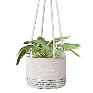 Подвесная корзина макраме Flexzion Хлопковая веревка 50,8 см до 17,8 см Бежевый - Фото 1