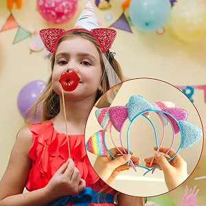 Набор из 10 обручей для волос с кошачьими ушками. synthetic.ua - Фото 1