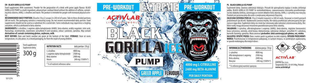 Black Gorilla Ice 300 g Green Apple, фото №3
