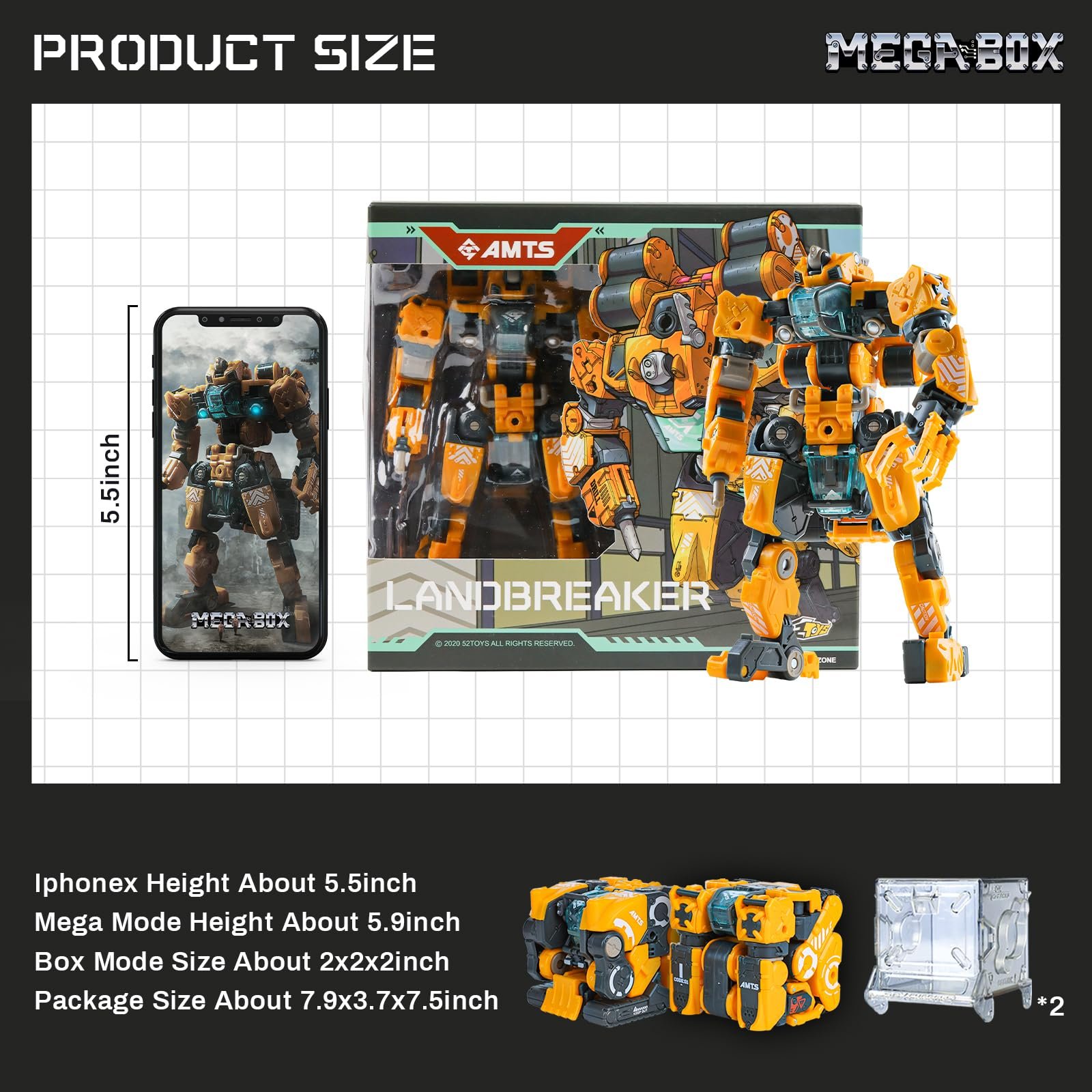 Фігурка-трансформер 52TOYS Megabox MB-12 Landbreaker, колекційна фігурка з аксесуарами, різнокольорова, фото №4