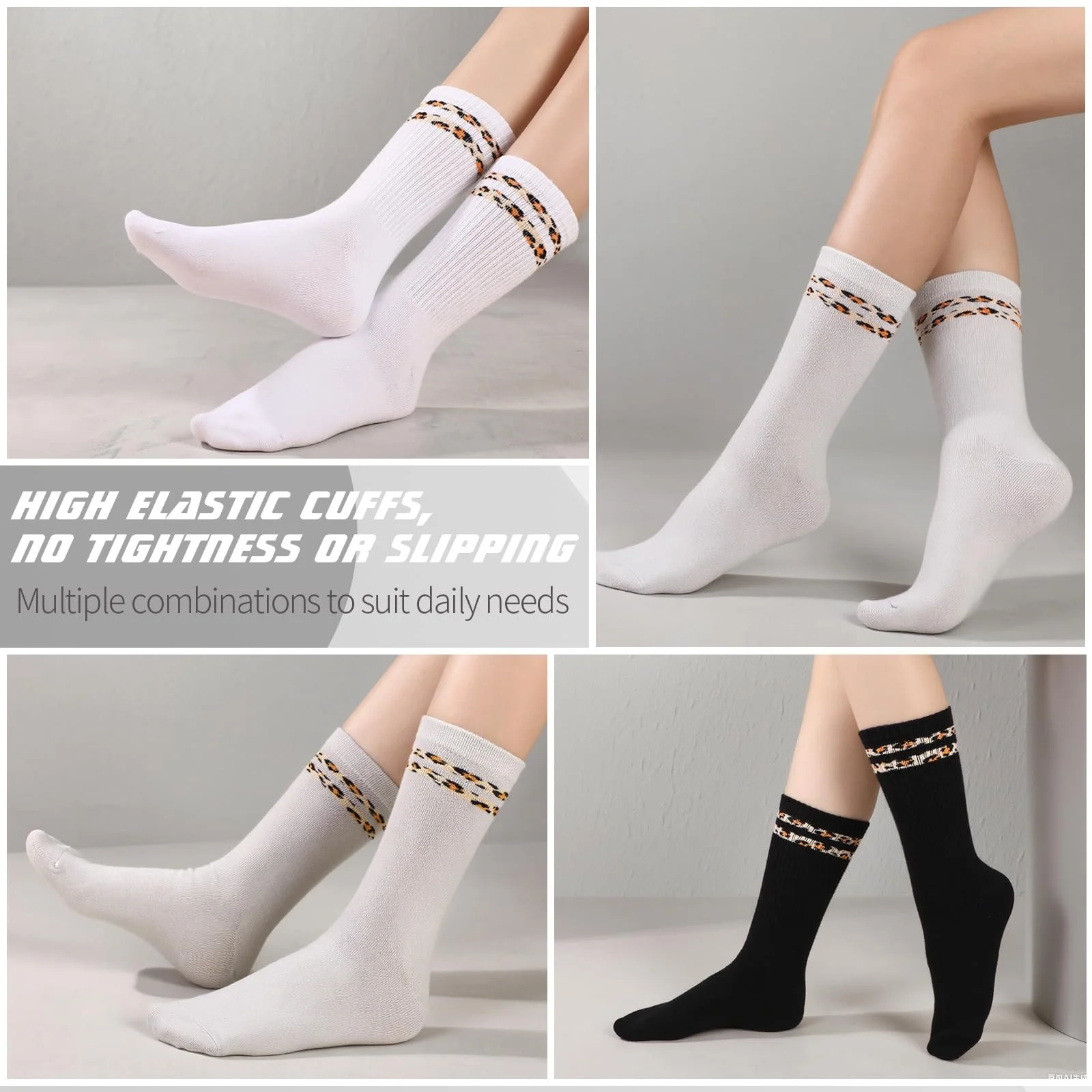 Спортивні шкарпетки з леопардовим принтом, 6 пар, 39-43, фото №6