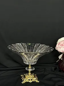 Цукерниця, фруктовниця кришталь на золотій ніжці 25х25 см synthetic.ua - Фото 1