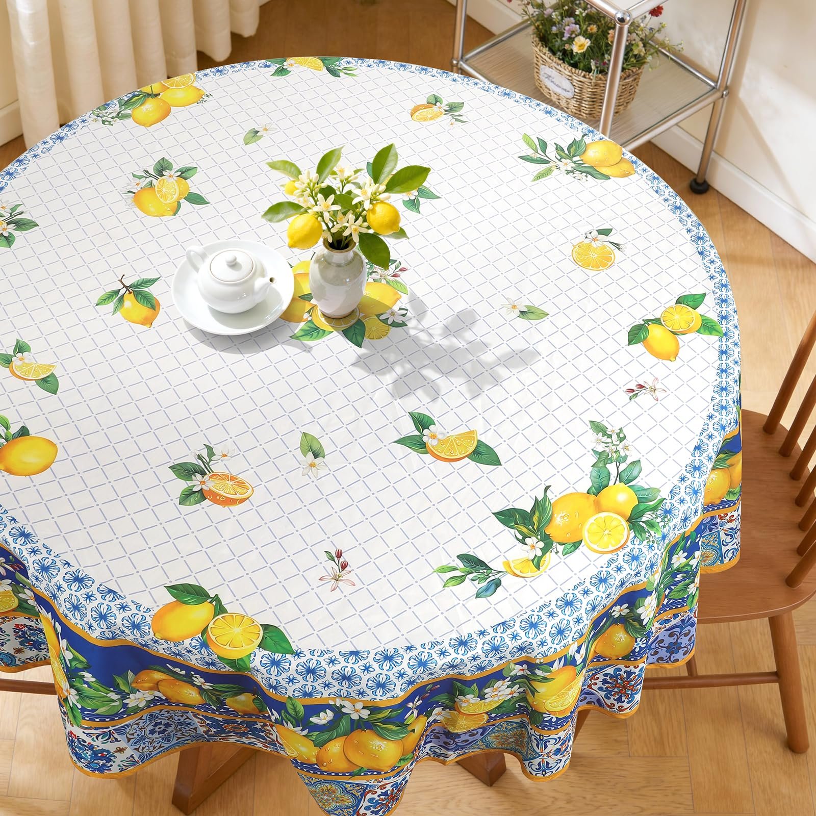 Скатертина Mediterranean Lemon кругла водовідштовхувальна 180 x 180 см, фото №2