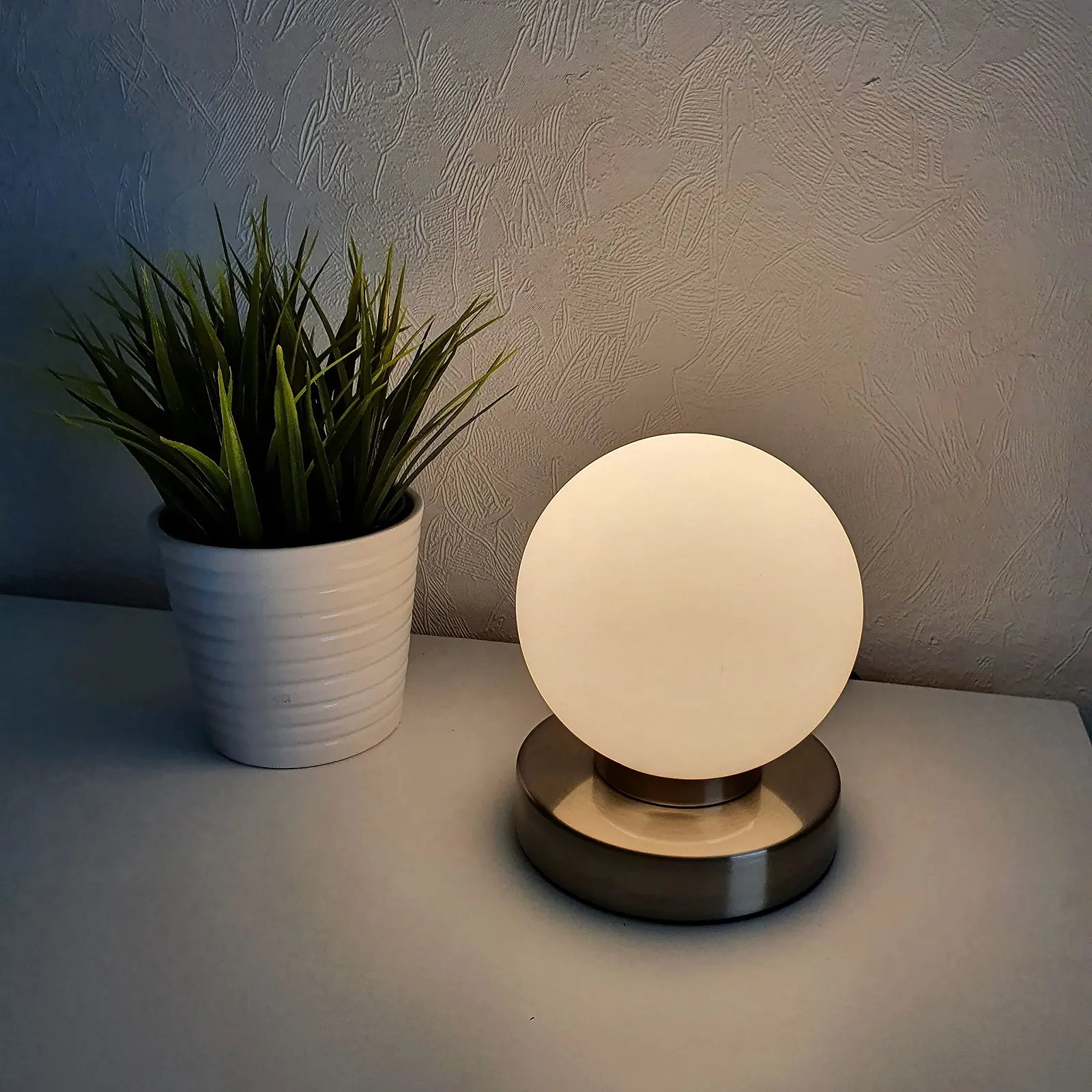 Настольные лампы (набор из 2 шт.) Ball Touch LED E14 Никель Опаловое стекло Серебристый, фото №3