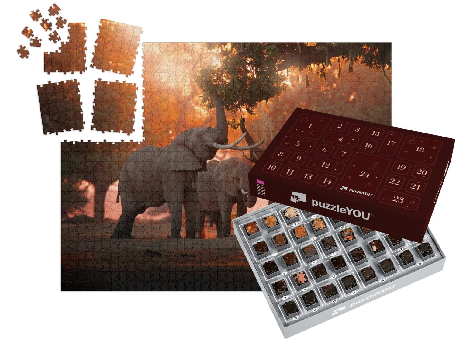 Пазл-адвент-календарь puzzleYOU Elephant Eating in Mana Pools National Park, Zimbabwe 1000 деталей, фото №1