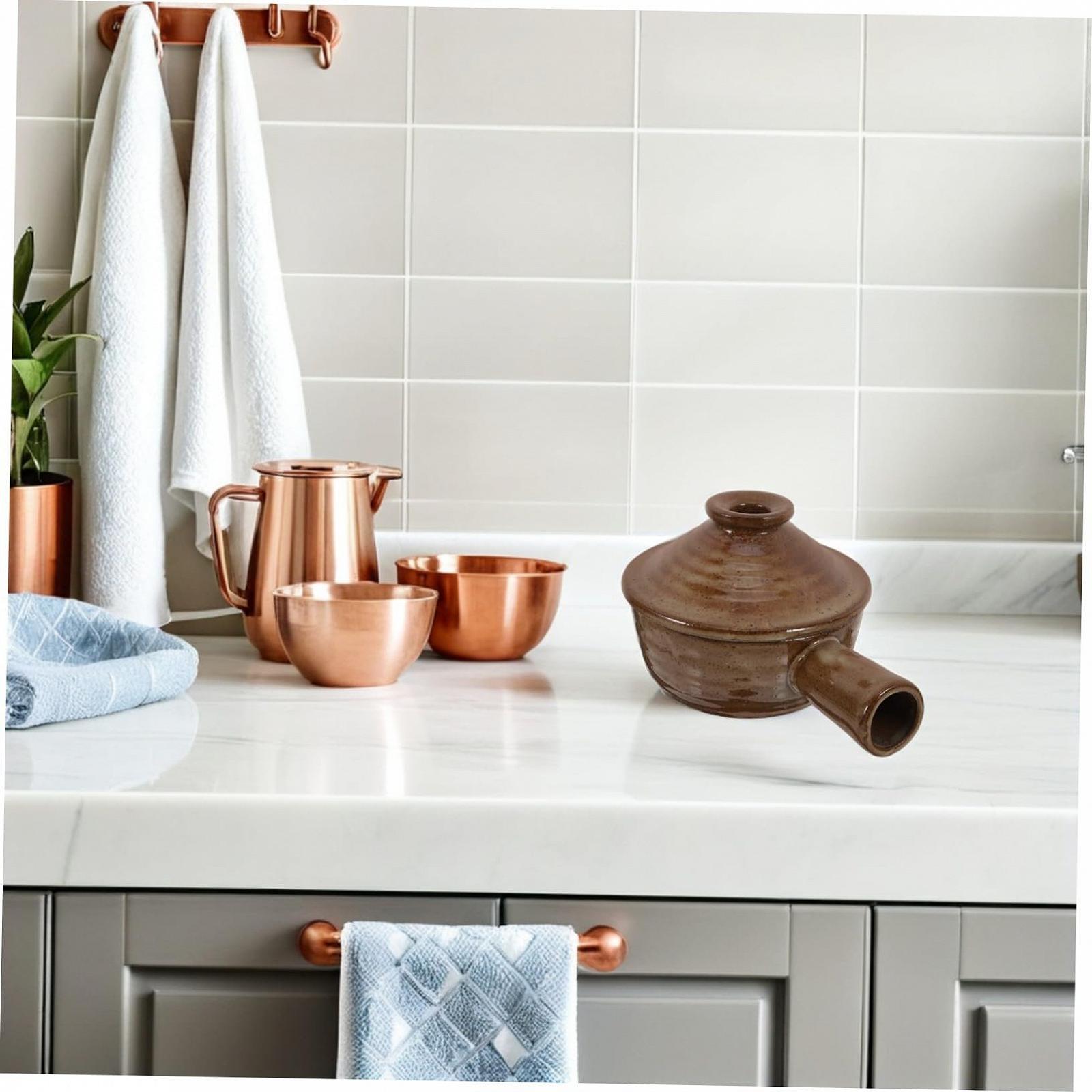 Міні Ківш TOPBATHY Набір з 2 шт керамічний для мікрохвильової печі з кришкою, фото №6