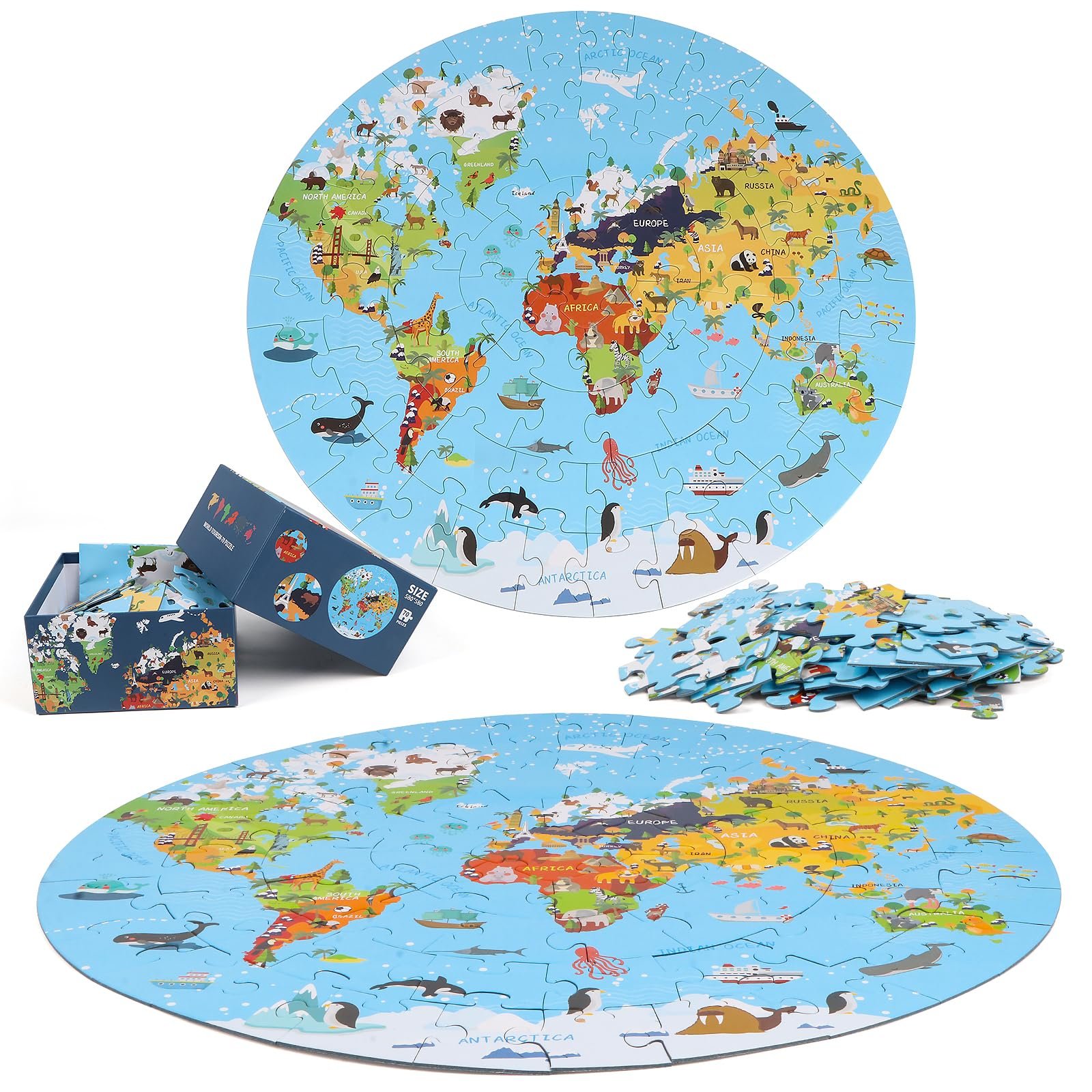 Пазл Карта мира Круглая карта 70 элементов, фото №7