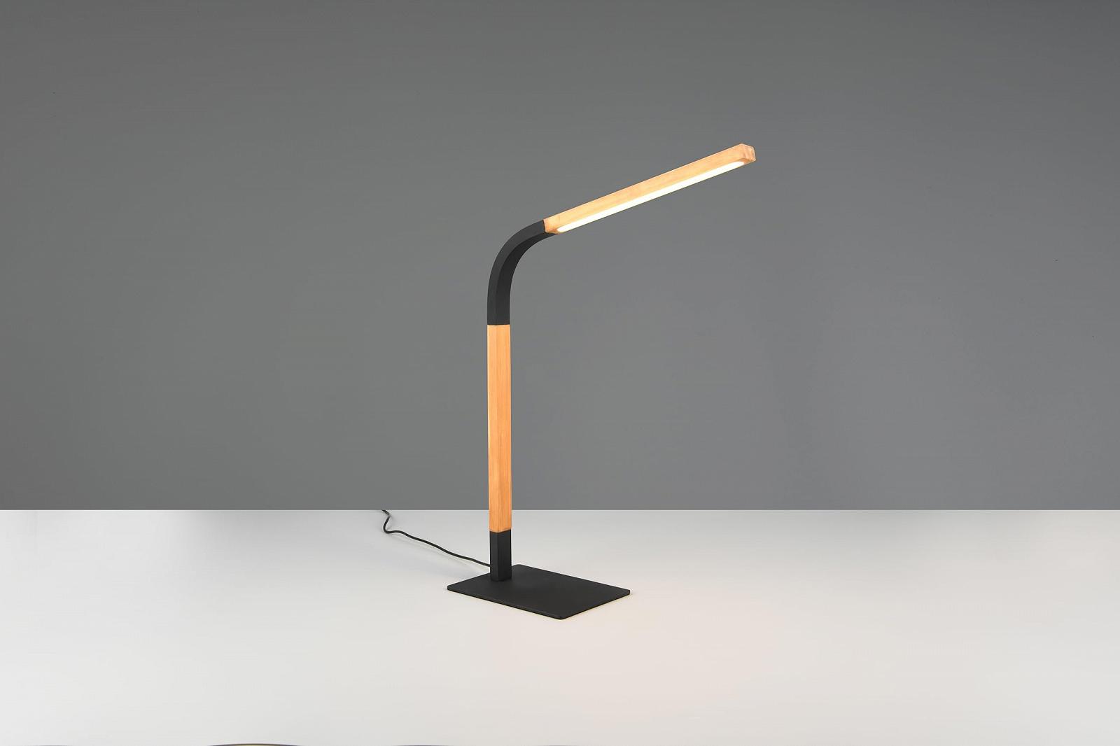 Настільна лампа Trio Leuchten Norris 545210132 метал натуральне дерево з LED-димером 11 Вт матова чорна, фото №2