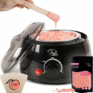 Воскоплав PeachBeauty Professional Electric с восковыми гранулами 100 г, 10 деревянными шпателями и алюминиевой чашей - Фото 1
