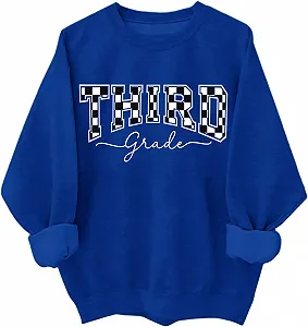 Свитшот Без бренда Third Grade Back to School Checkered Letter Graphic Casual Unisex - Фото 1