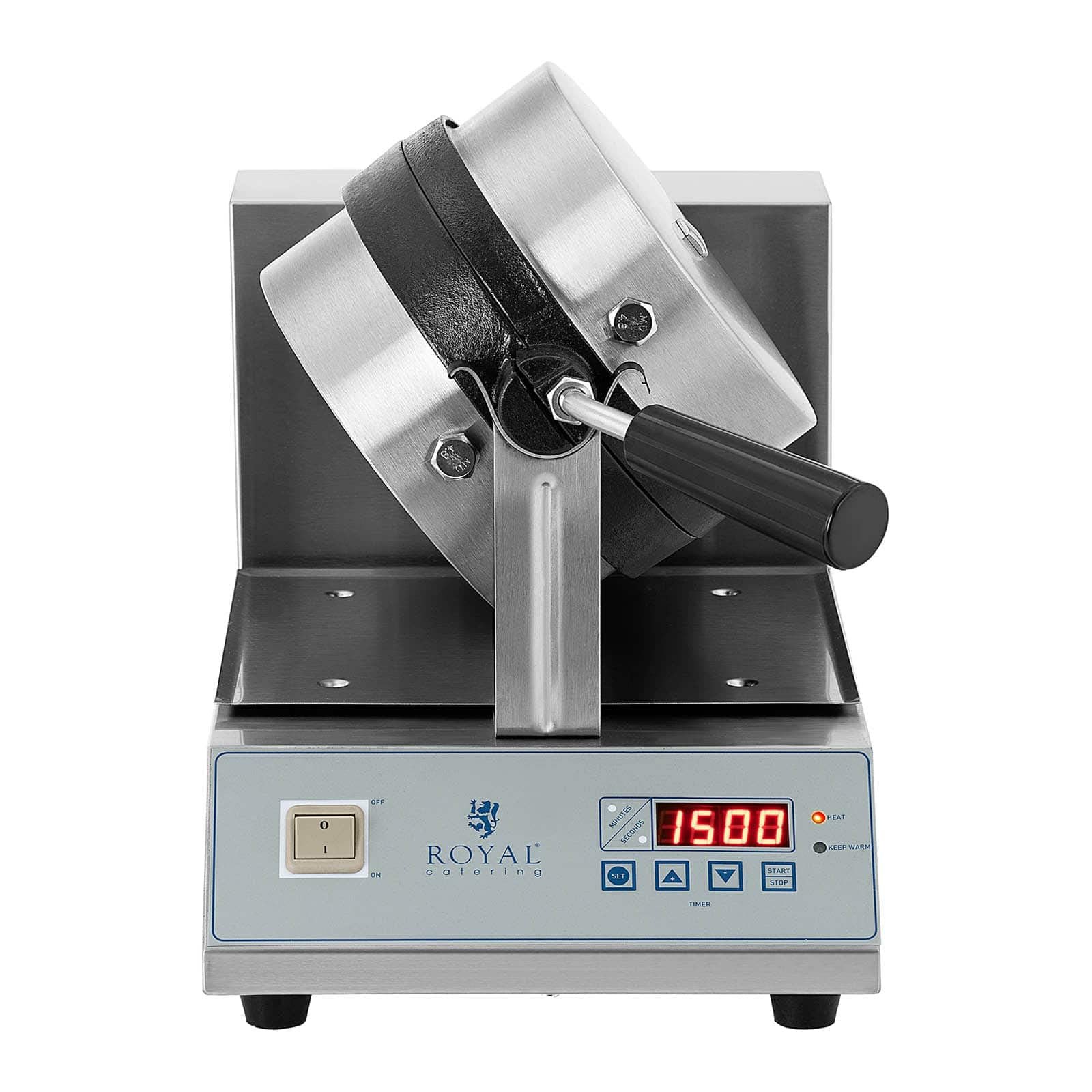 Вафельница Royal Catering RCWM-1300-RE, бельгийская вафельница, диаметр 18 см, поворотная, 1300 Вт, таймер 99 минут, корпус из нержавеющей стали, черная, фото №5