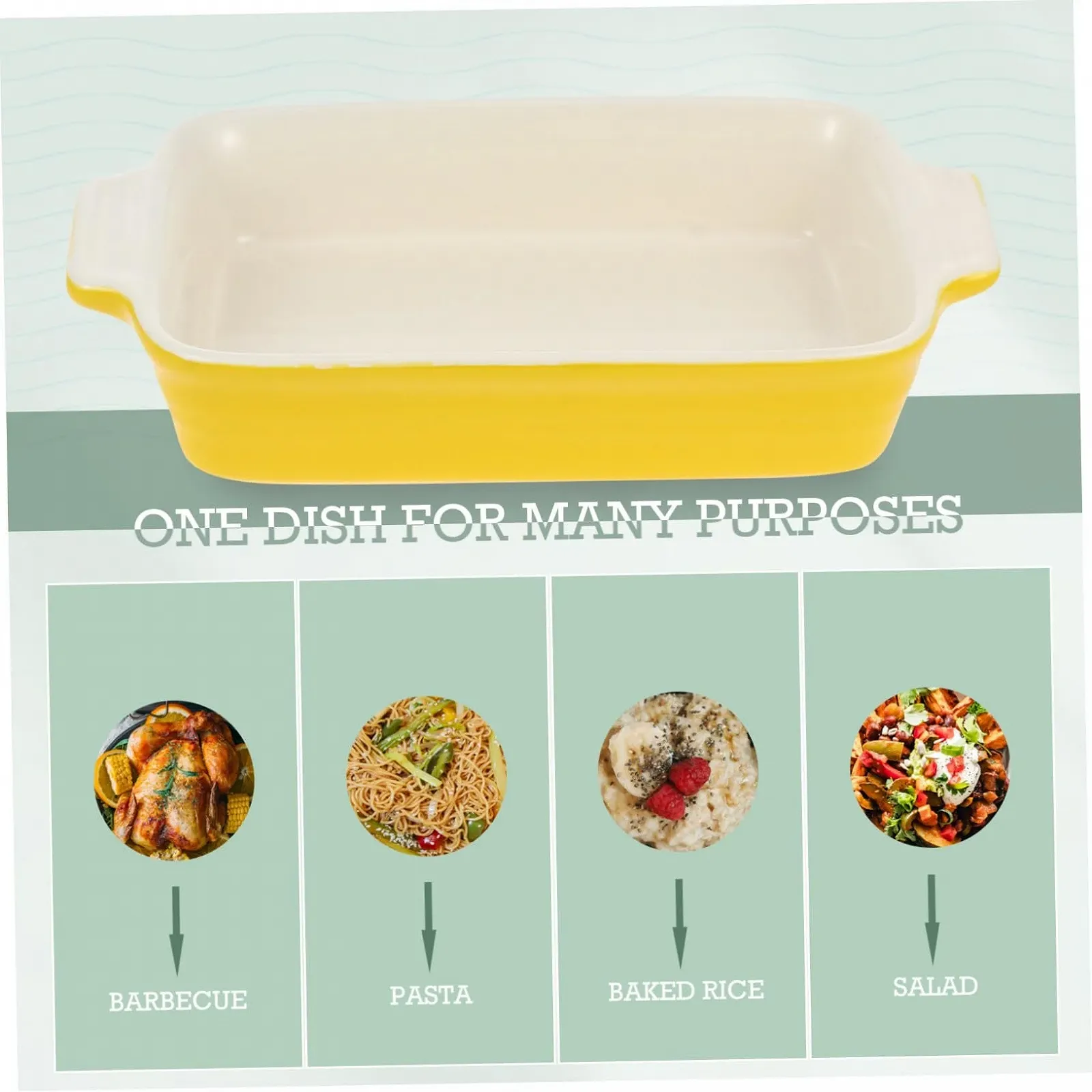 Керамическая форма для запекания TOYANDONA прямоугольная термостойкая Желтая, фото №2 Керамическая форма для запекания TOYANDONA прямоугольная термостойкая Желтая, фото №2