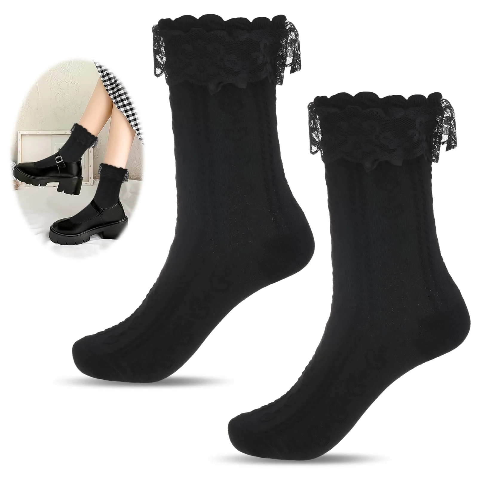 Шкарпетки з мереживом Білі Жіночі, фото №1