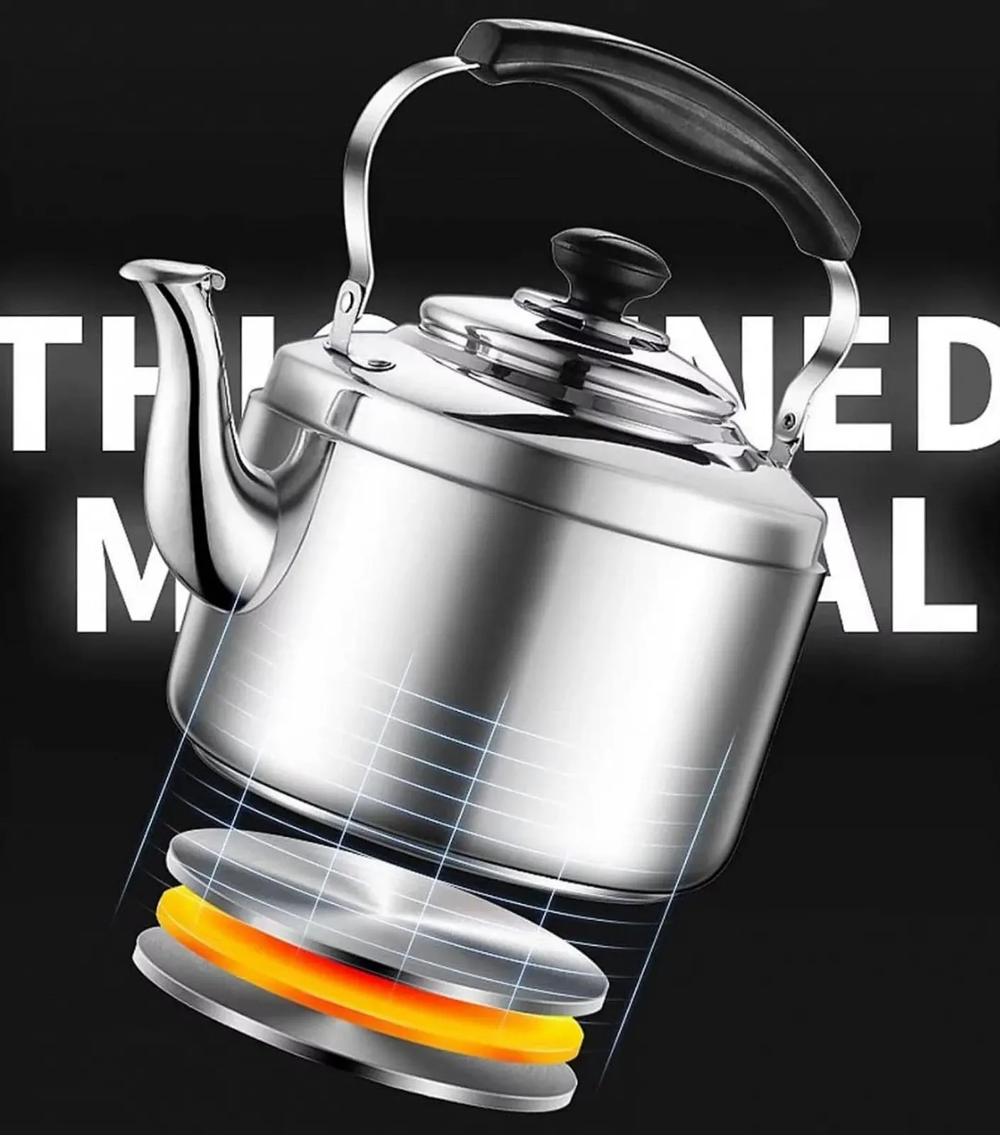 Чайник з свистком, Універсальний чайник для газової та індукційної плити, фото №6 Чайник з свистком, Універсальний чайник для газової та індукційної плити, фото №6