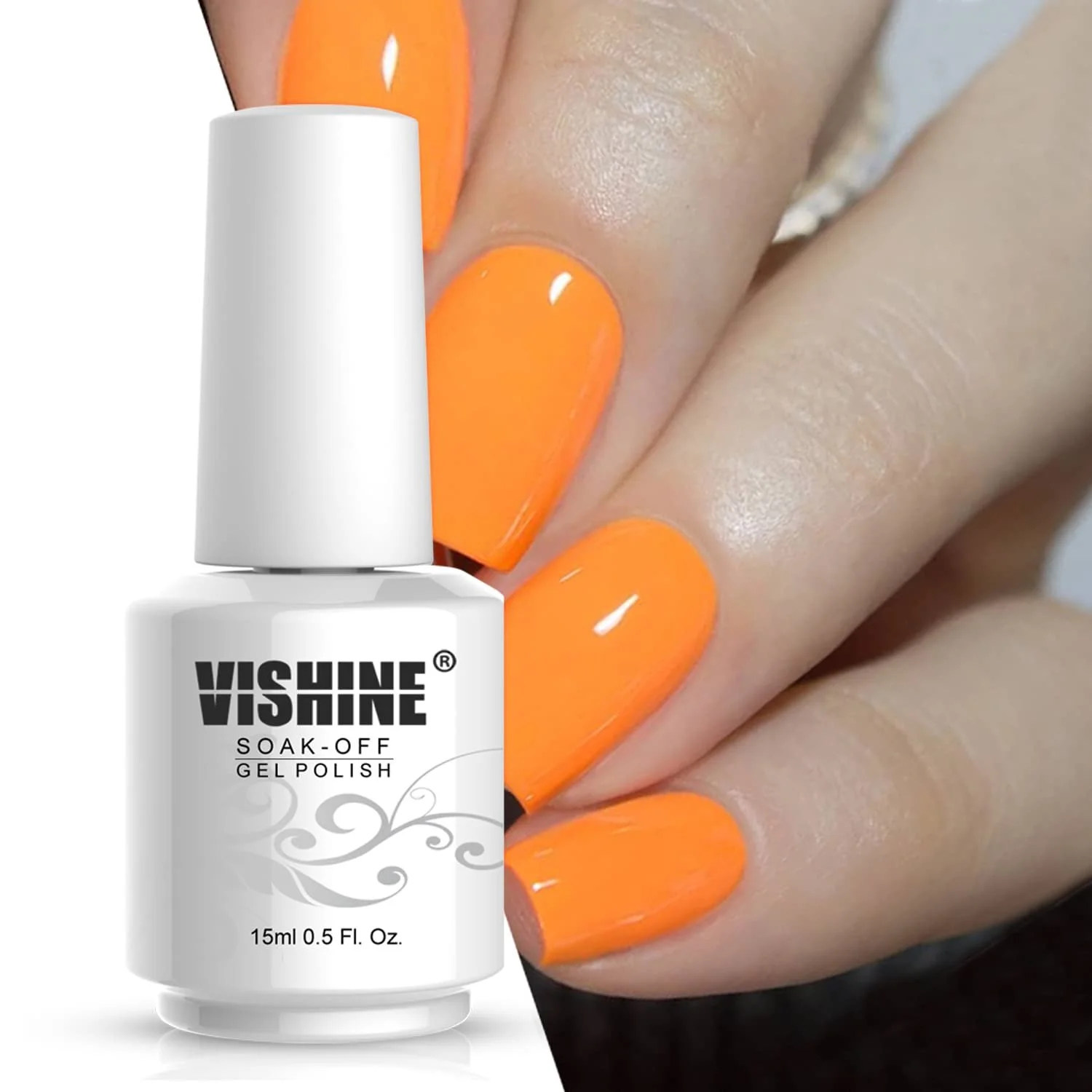 Гель-лак Vishine Neon Orange 15 мл, фото №3
