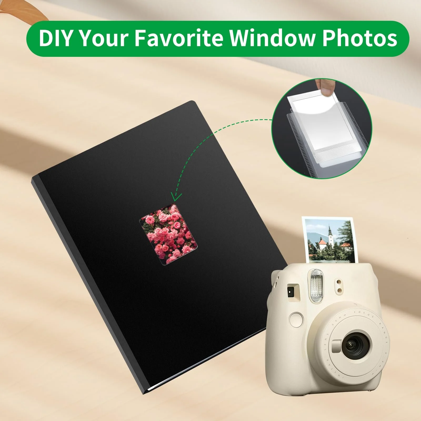Фотоальбом FRETONBA для Polaroid Film 6 x 9 см, підходить для фото Instax Mini, 216 кишень, велика фотокнига з переднім вікном, фото №5