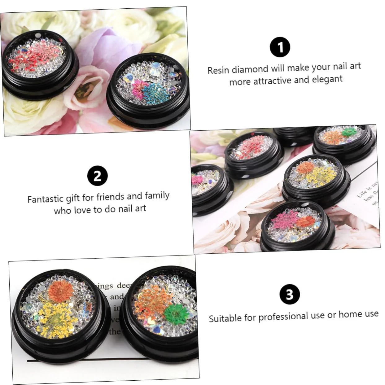 Наклейки для нігтів Boxen Стрази Квіти сухоцвіти для манікюру, фото №9