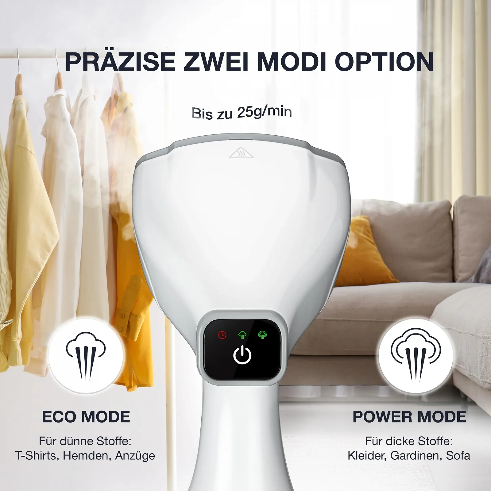 Вертикальний відпарювач LEBENLANG Quick & Go Automatic 1500W 300мл LCD, фото №5