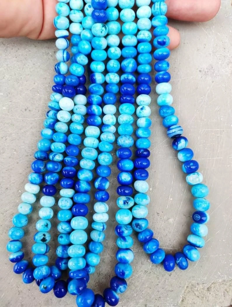 Ограновані круглі намистини з натурального опалу 7-8 мм, нитка довжиною 40 см, для намиста, браслета, фото №1