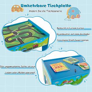 Ігровий стіл GOPLUS з дерева з 80-елементним залізничним набором synthetic.ua - Фото 1