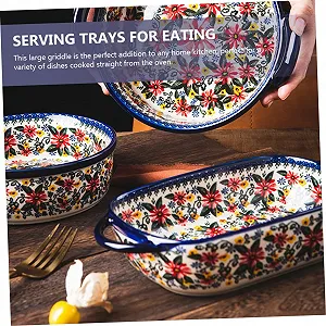 Форма для запекания керамическая большая с ручками поднос для сервировки synthetic.ua - Фото 1