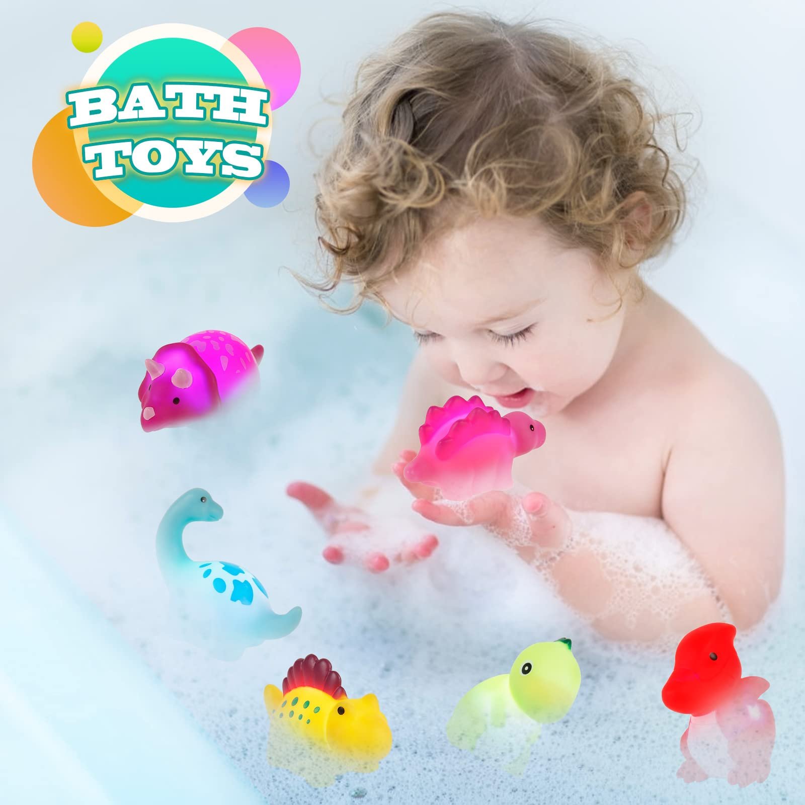 Игрушка для ванной ZWOOS Динозавр 6 шт. LED-подсветка, фото №2