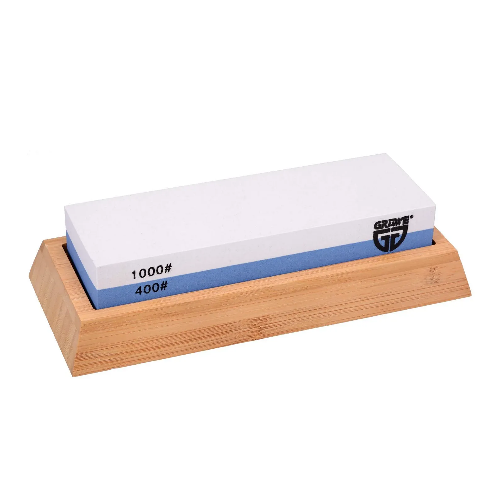 Точильний камінь GRÄWE Корунд 400/1000 з бамбуковим тримачем, фото №1