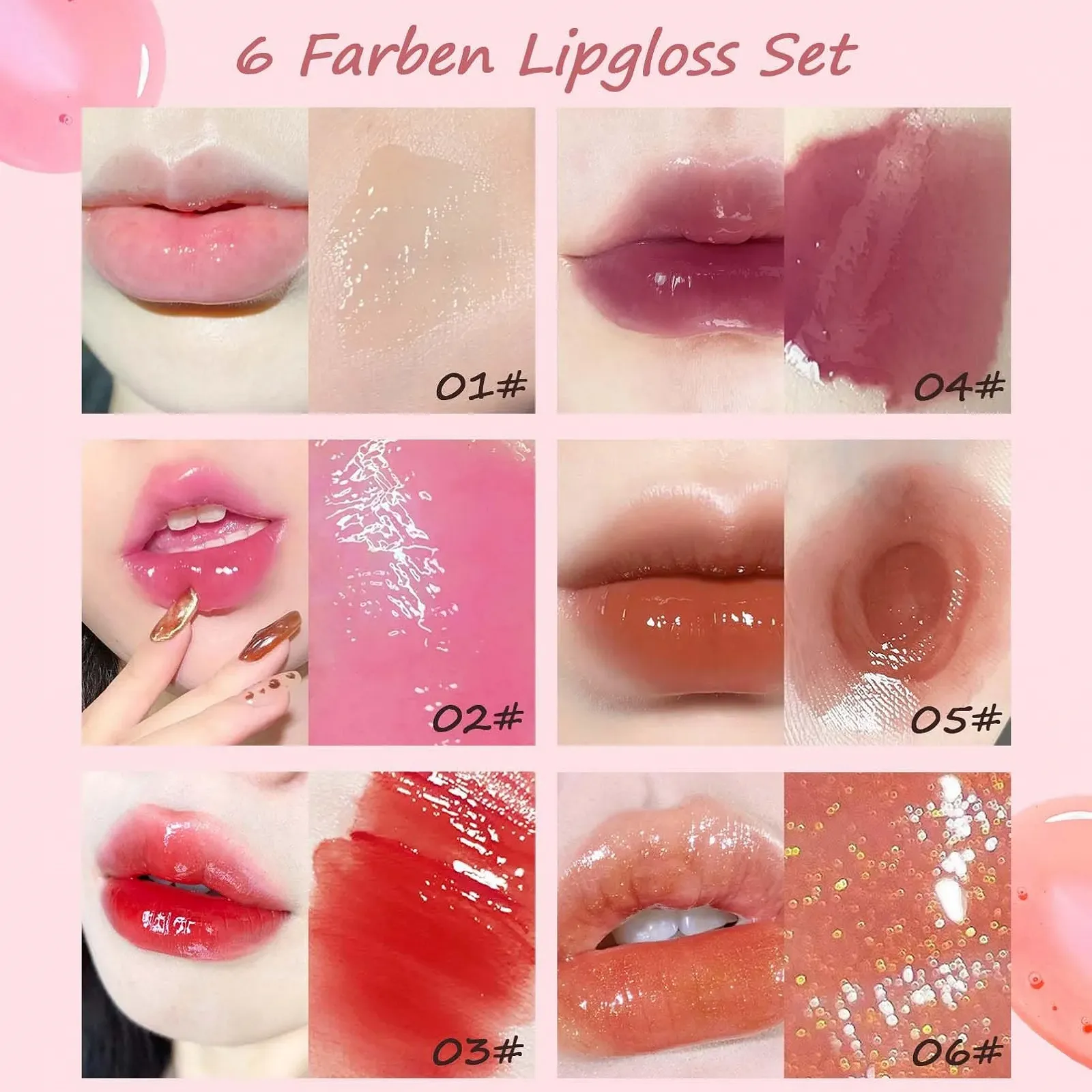 Набор блесков для губ EONFAVE, 6 цветов, фото №2 Набор блесков для губ EONFAVE, 6 цветов, фото №2