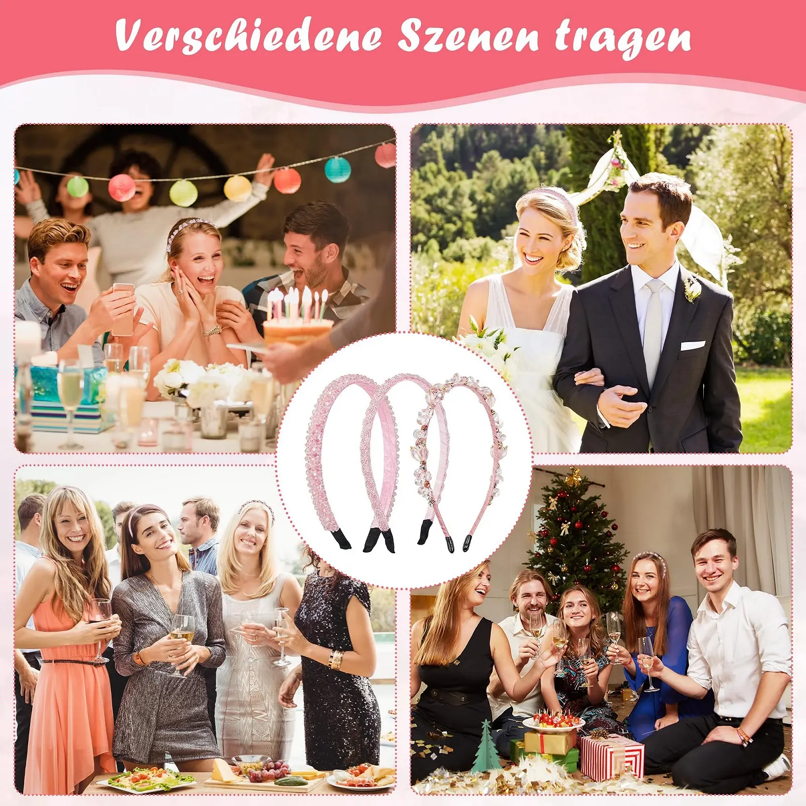 Набор обручей для волос с 3 стразами., фото №7