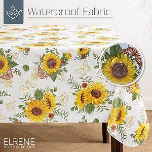 Скатертина Elrene Home Fashions Sunflower Season вінілова прямокутна 152 x 213 см (60 x 84 дюйми) synthetic.ua - Фото 1