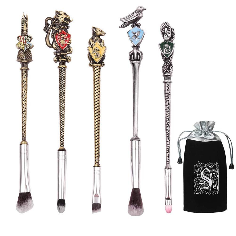 Набор кистей для макияжа Harry Potter с мешочком, для тональной основы, подводки, растушевки, теней для век, карандаша для лица, губ, пудры, мягкие кисти (золотой), фото №1