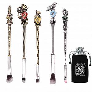 Набор кистей для макияжа Harry Potter с мешочком, для тональной основы, подводки, растушевки, теней для век, карандаша для лица, губ, пудры, мягкие кисти (золотой) - Фото 1